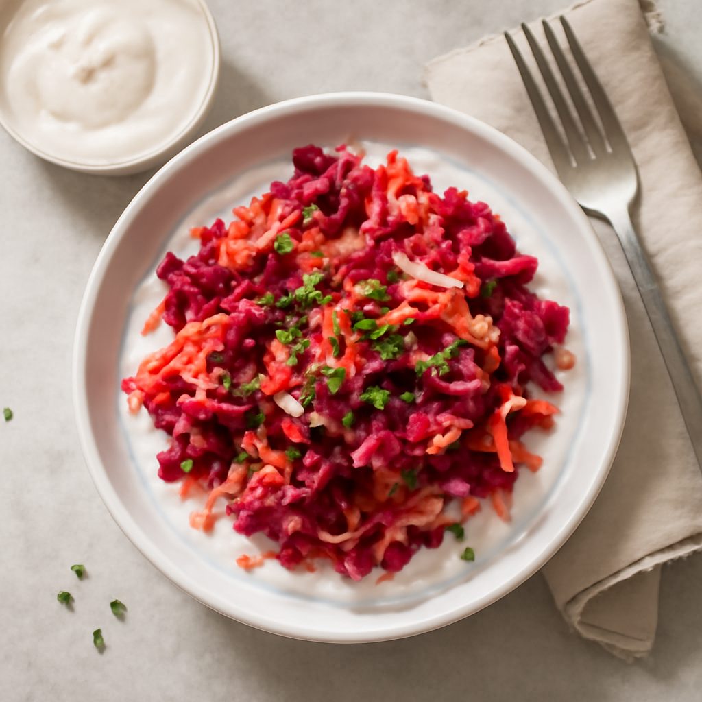 Raita di carote e barbabietola proteica low-carb