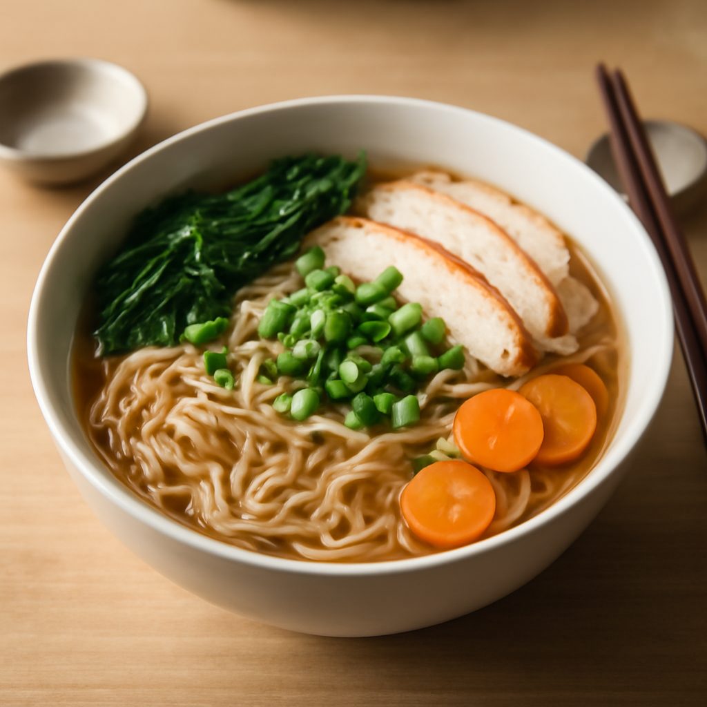 Ramen asiatico light con agnello e uovo