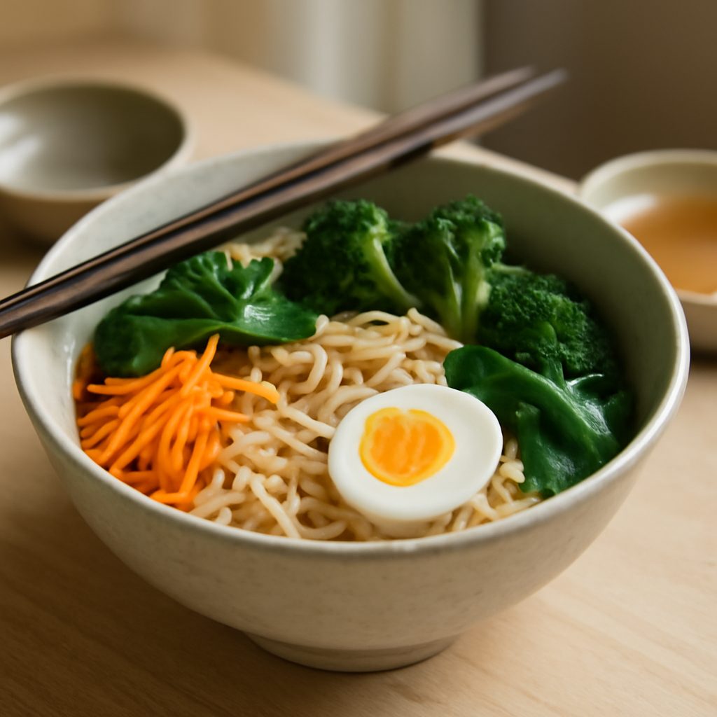 Ramen Asiatico Light con Costolette di Maiale e Uovo