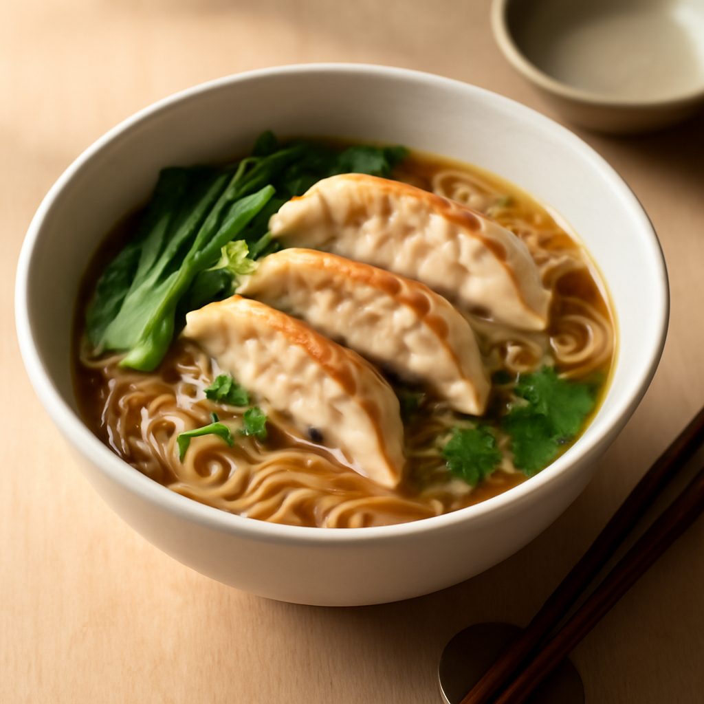 Ramen con gyoza di maiale light all'italiana