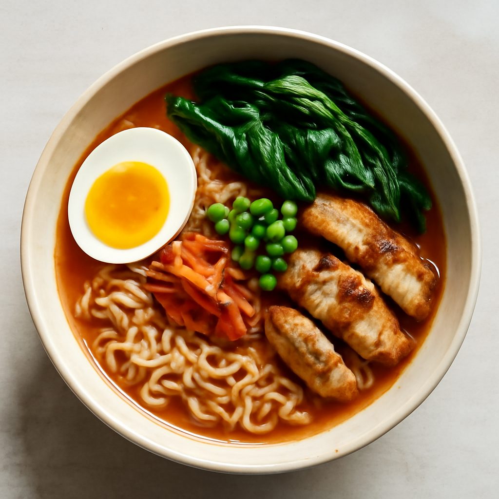 Ramen coreano con tofu e uovo