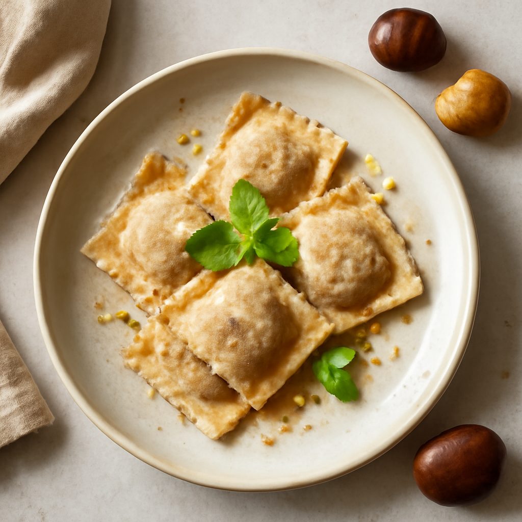 Ravioli dolci di castagne low-carb proteici