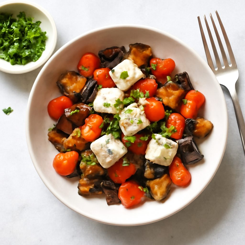 Ripieno per panini Feta, melanzane e peperoni Low-Carb Proteico