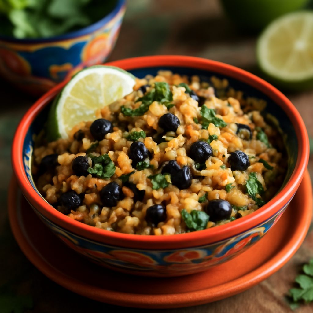 Riso di Cavolfiore con Fagioli Neri e Mais