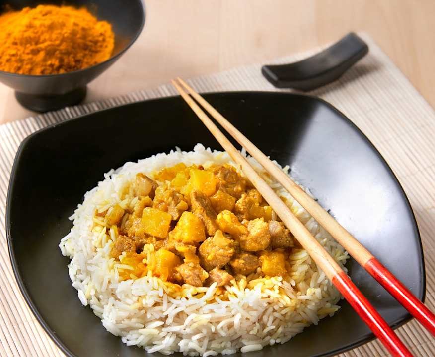 Riso Thai alla curcuma con ananas e maiale Low Fat