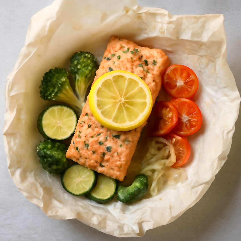 Salmone al cartoccio con verdure