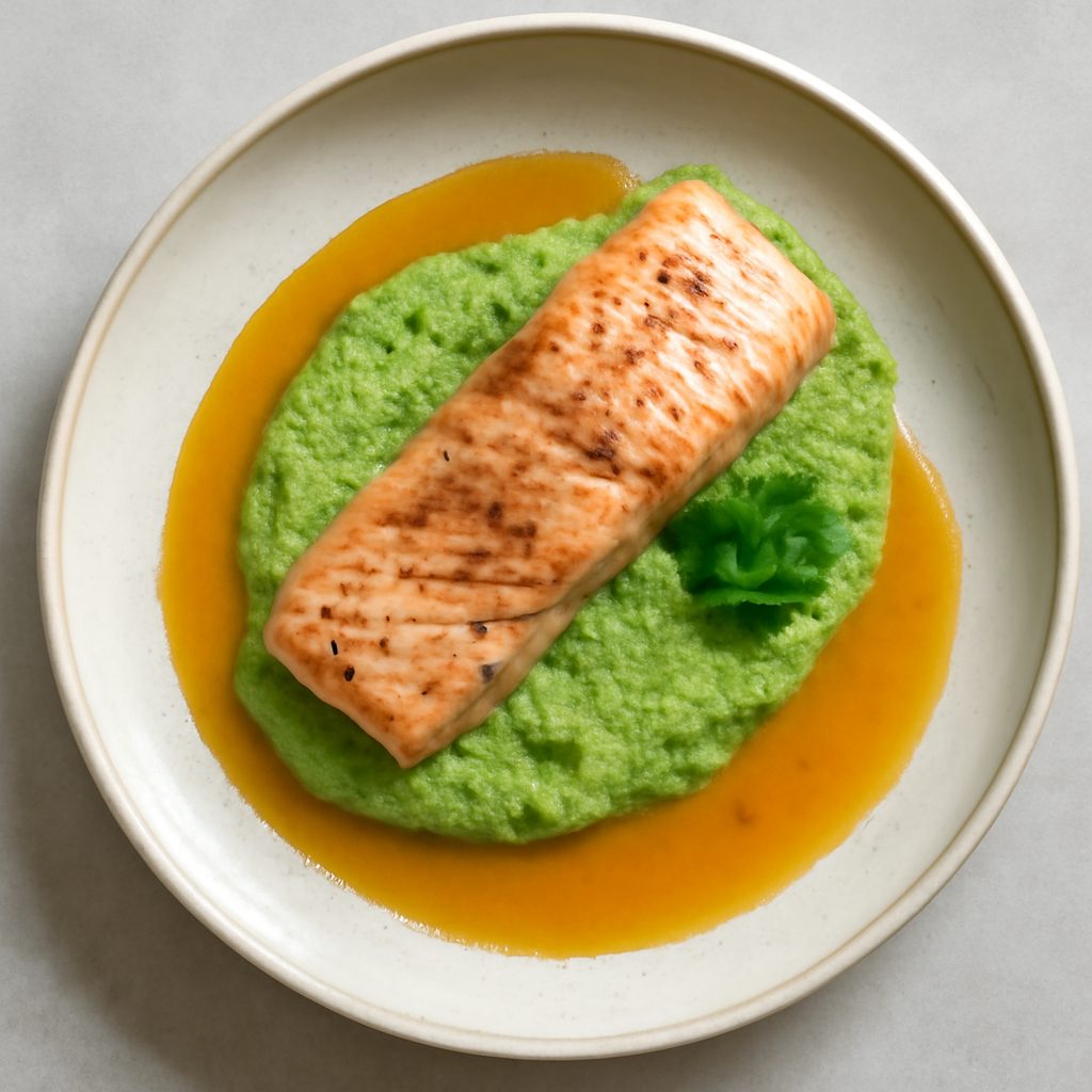 Salmone al forno con crema di broccolo e salsa all'arancia - Versione Proteica Low-Carb