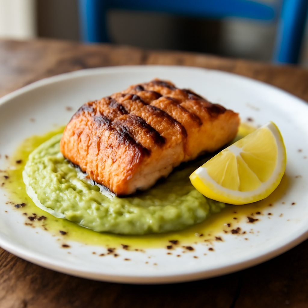 Salmone alla Griglia con Crema di Avocado Low Fat