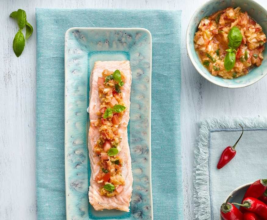 Salmone con crudo di pomodori Low Fat