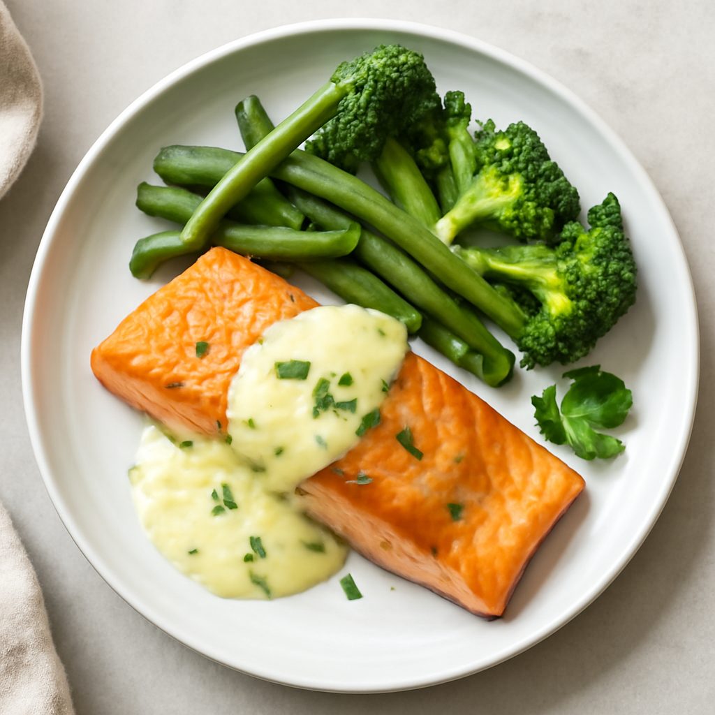 Salmone con salsa bernese e asparagi - Versione