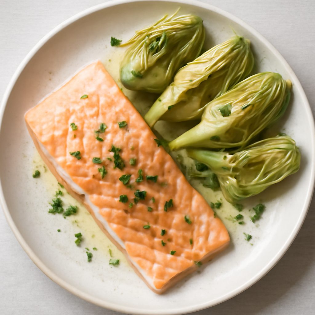 Salmone e carciofi al vapore