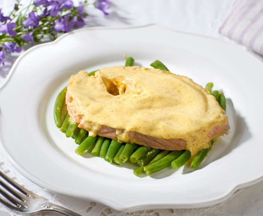 Salmone glassato al curry con fagiolini (per 2 persone) Low Fat