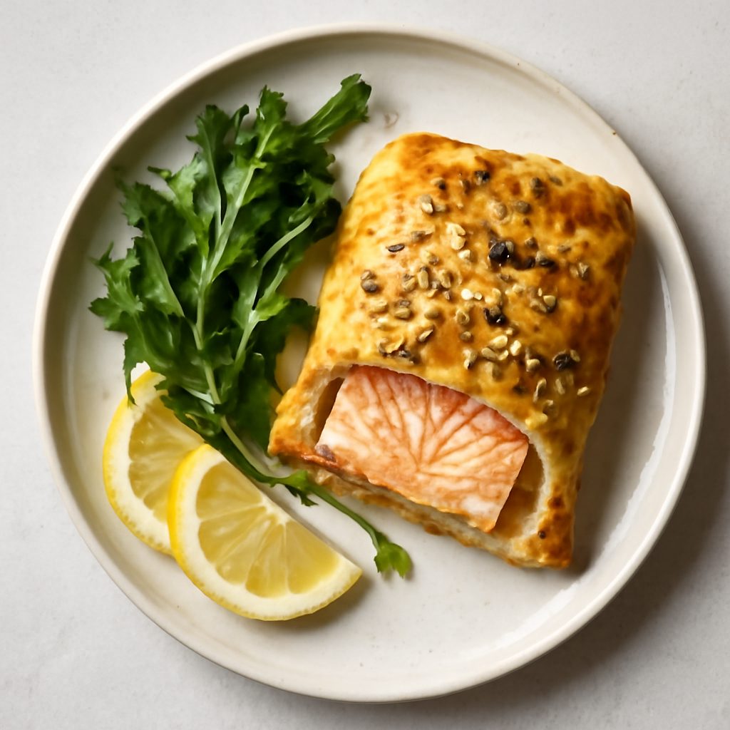 Salmone in crosta proteica low-carb con verdurine e salsa al limone fit