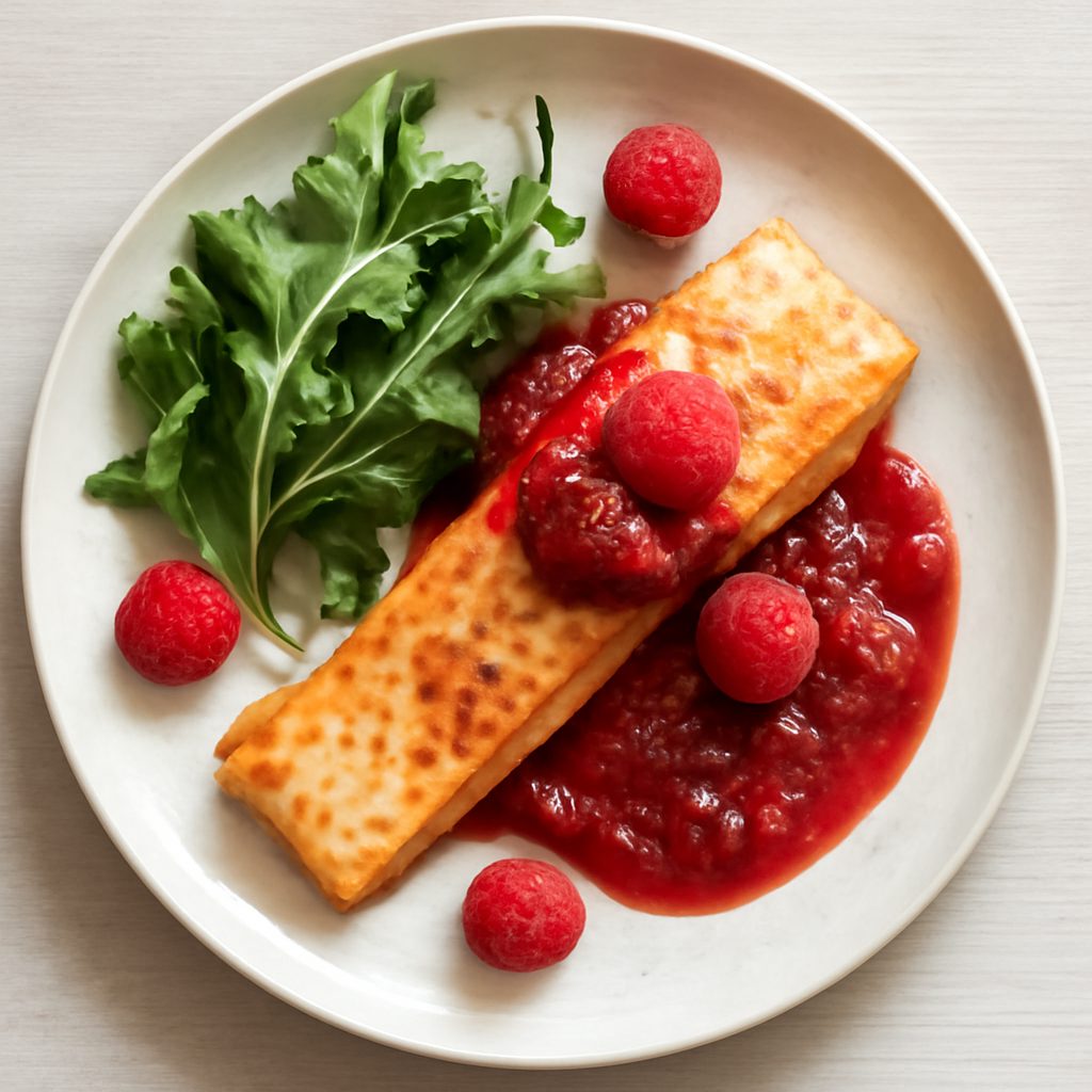 Salmone in salsa di lamponi proteico low-carb