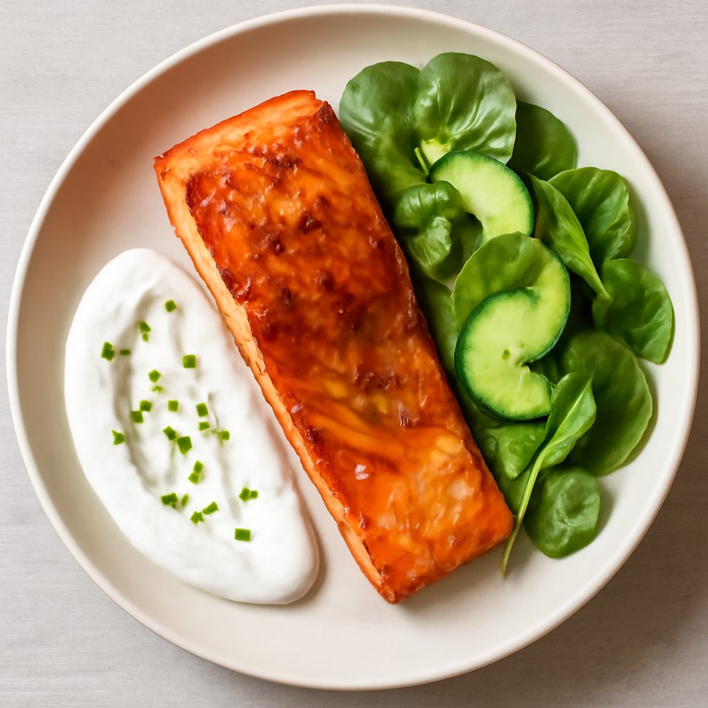 Salmone miele e yogurt greco proteico low-carb