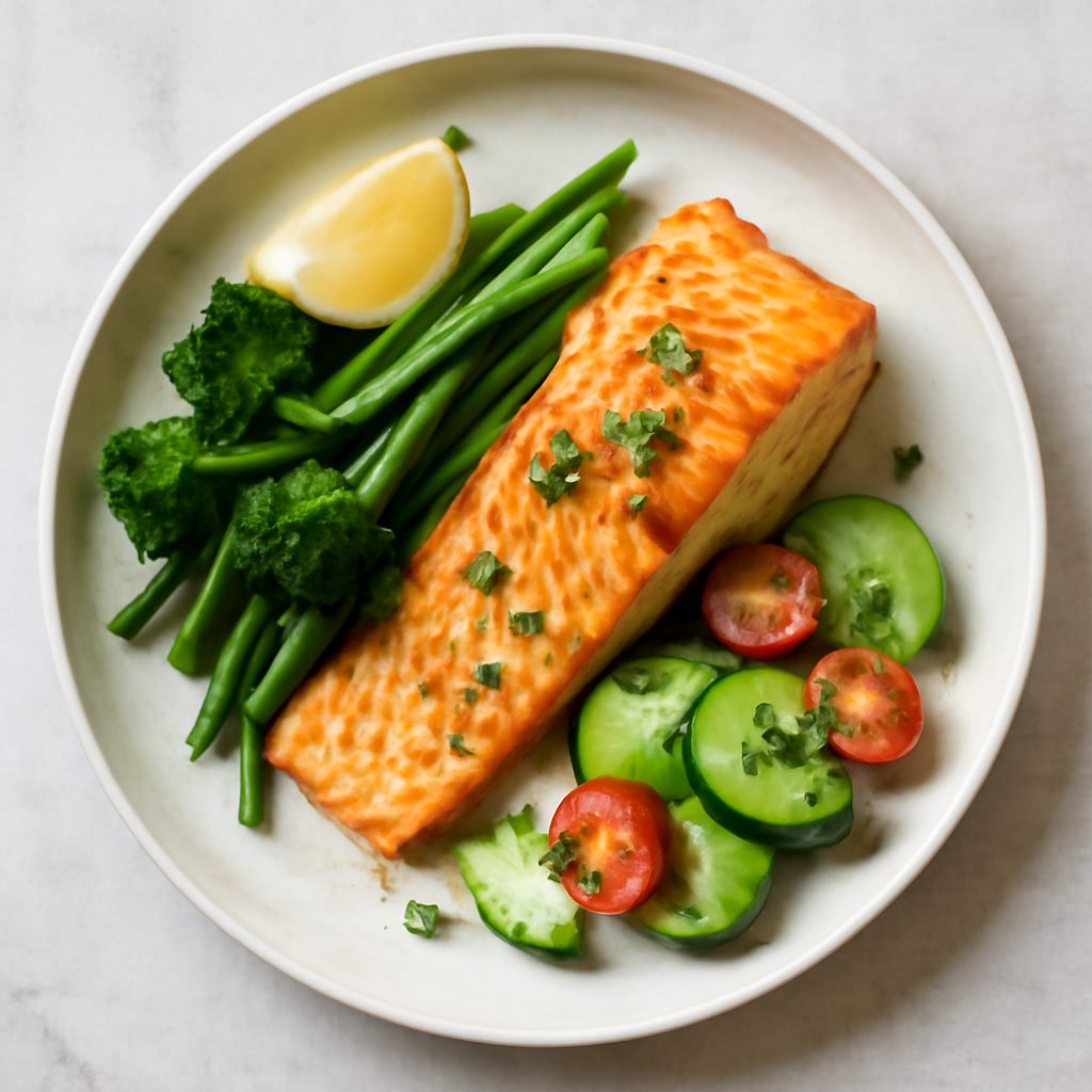 Salmone con crema di avocado e zucchine