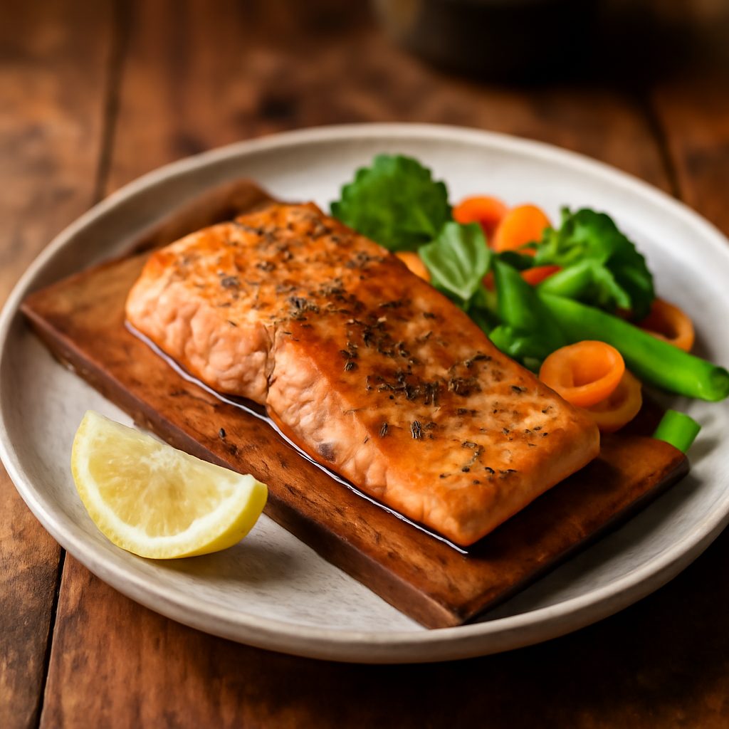 Salmone su Tavola di Cedro - Ricetta Canadese Protein