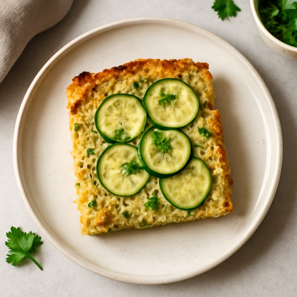 Schiacciata di zucchine proteica low-carb con salsa yogurt greco