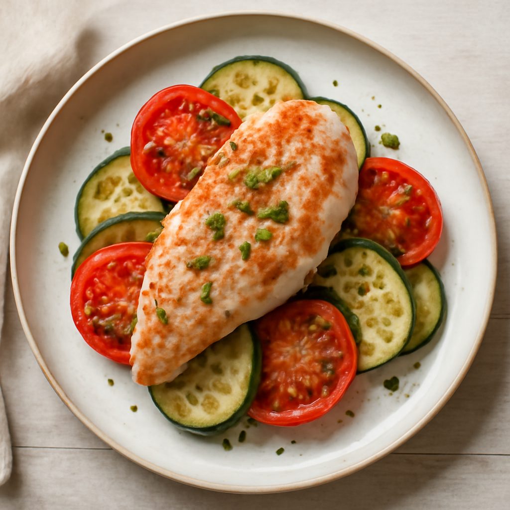 Scorfano con pomodori e zucchine al forno - Low Carb