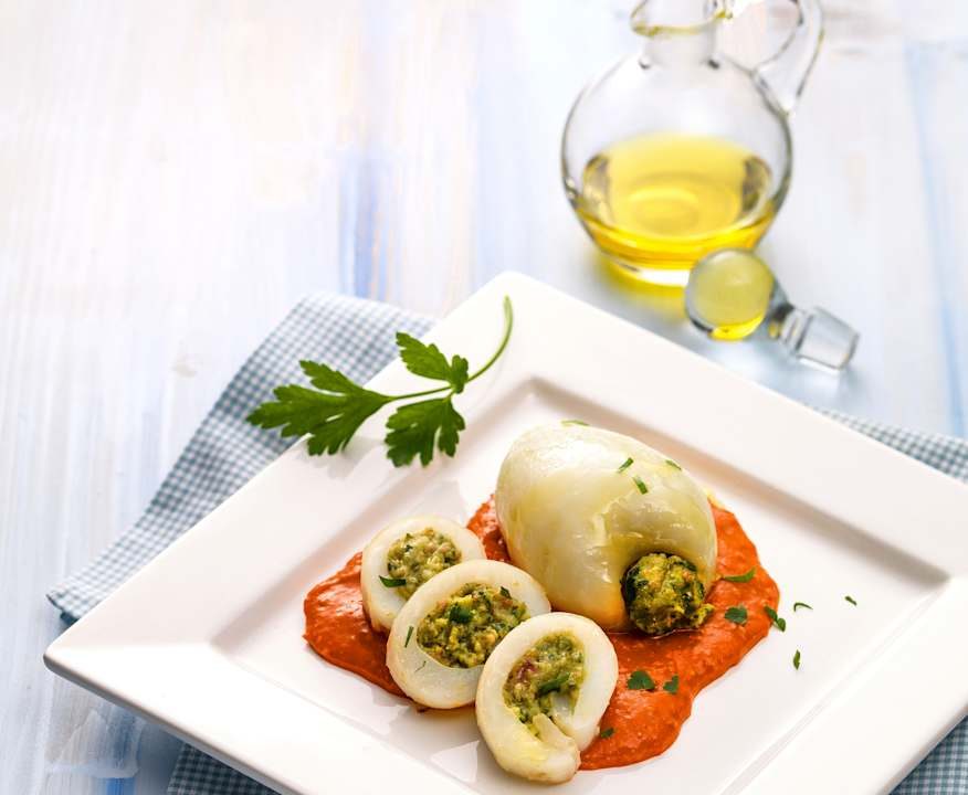 Seppie ripiene su coulisse di pomodorini Low Carb