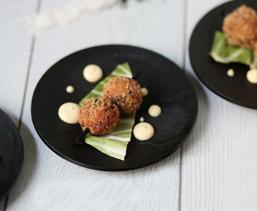 Sfere di gambero panato al cocco con maionese wasabi (di Sebastiano Rovida) Low Fat
