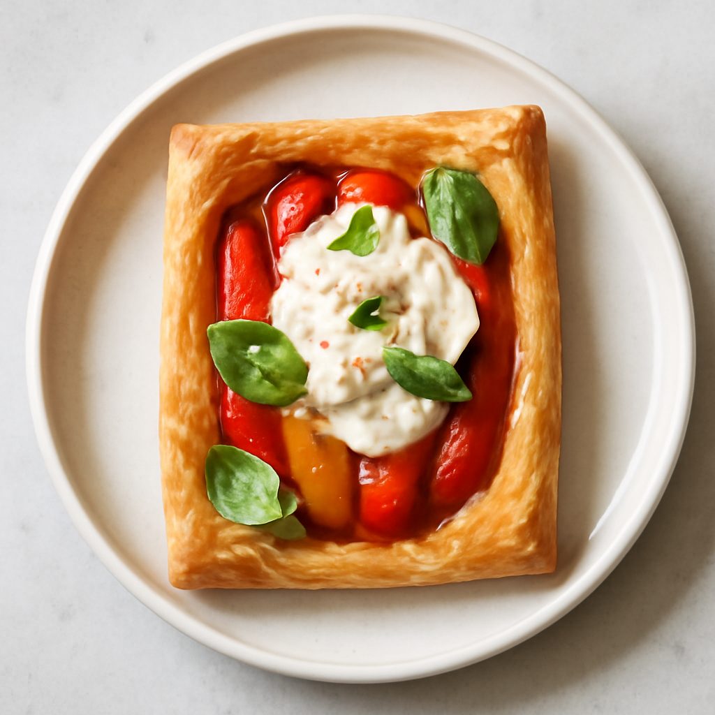 Sfogliata ai peperoni e stracciatella proteica low-carb