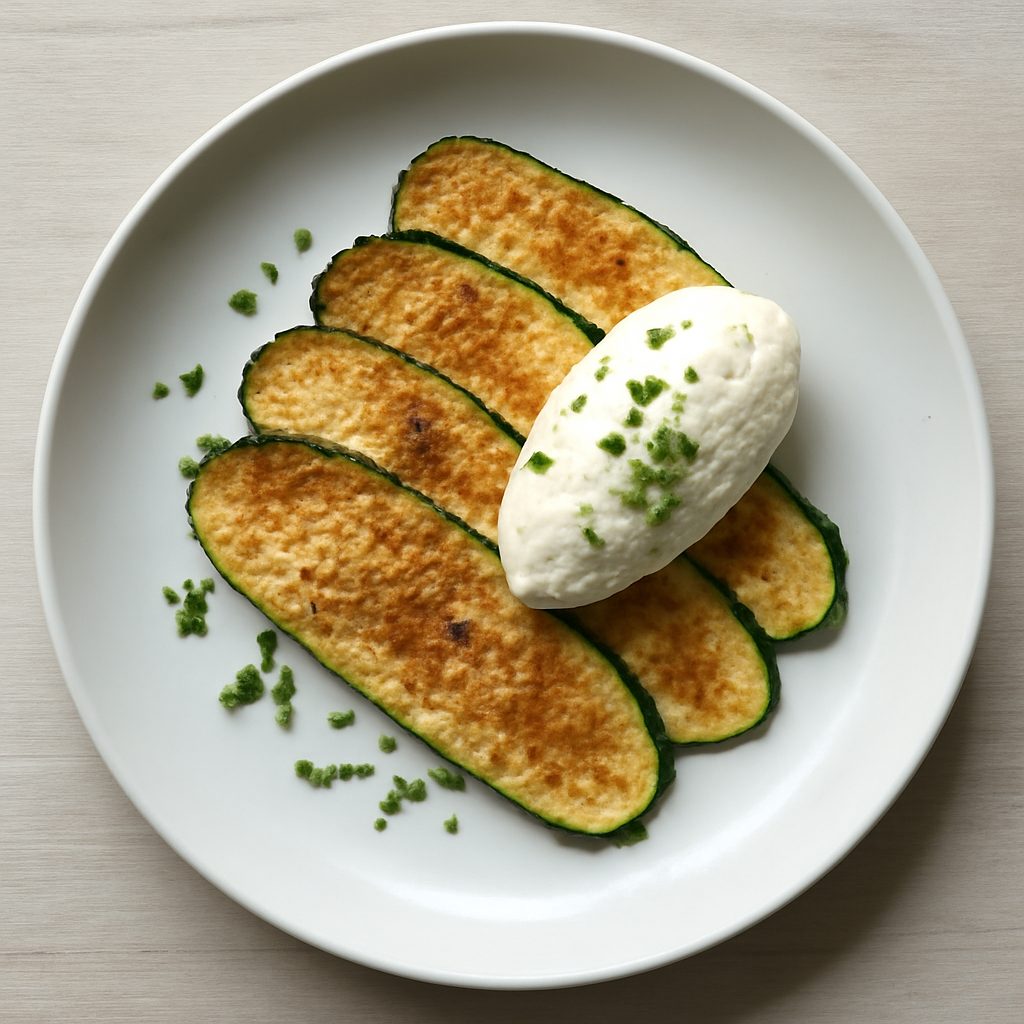 Sfoglie di zucchine croccanti con quenelle di baccalà fit Low Fat