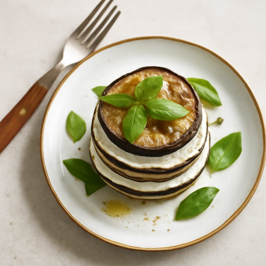 Sformato freddo di melanzane e formaggio proteico low-carb