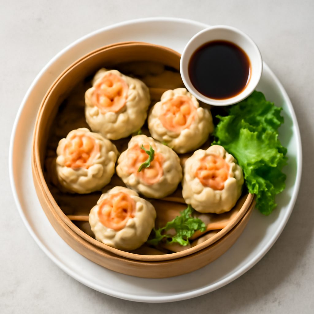 Shao mai di gamberi al vapore proteici low-carb