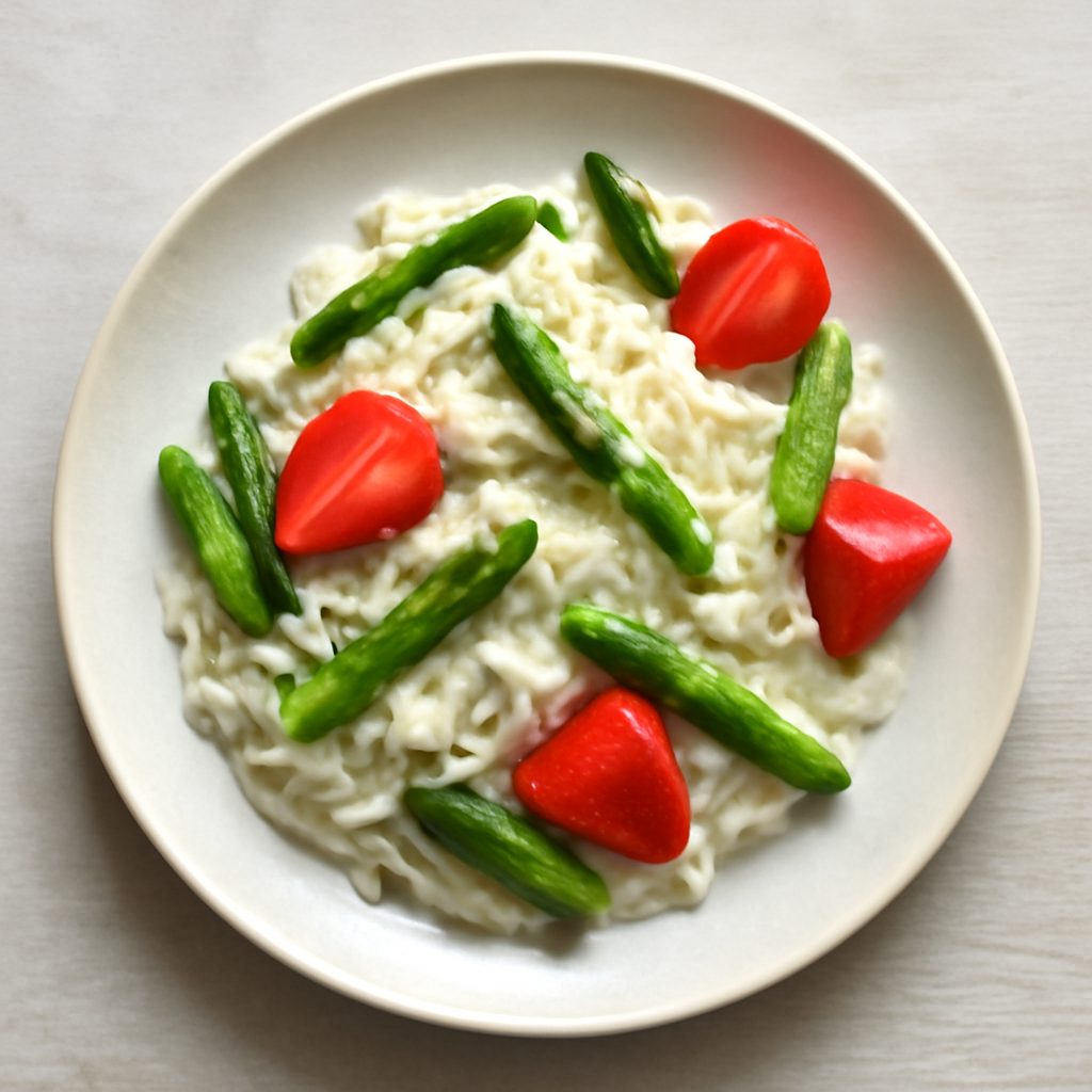 Shirataki cremosi proteici con asparagi e fragole low-carb
