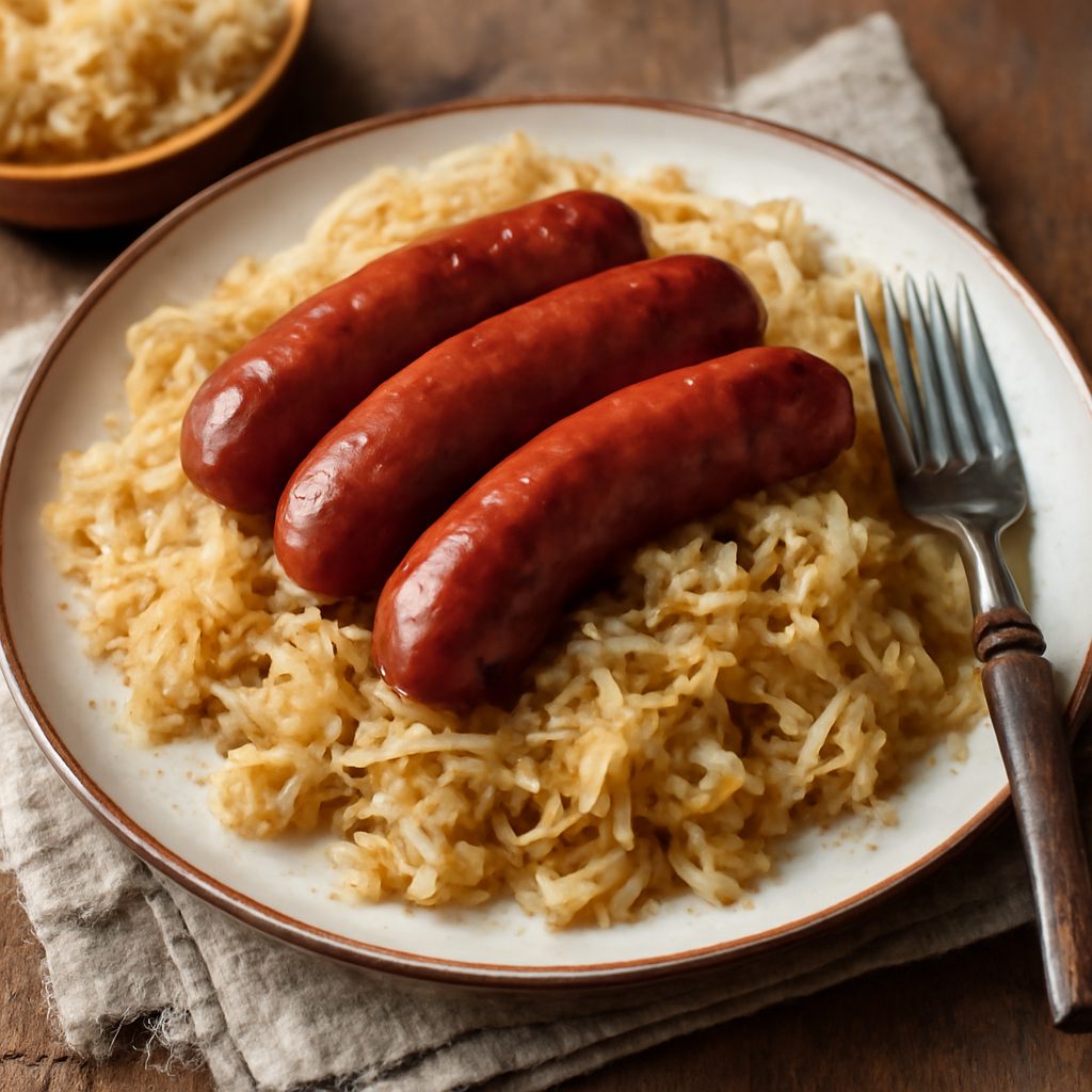 Crauti e Salsiccia nella Pentola a Cottura Lenta Low Carb