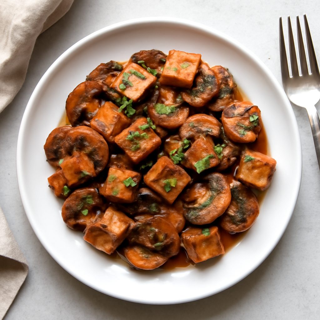 Spezzatino di tofu e funghi