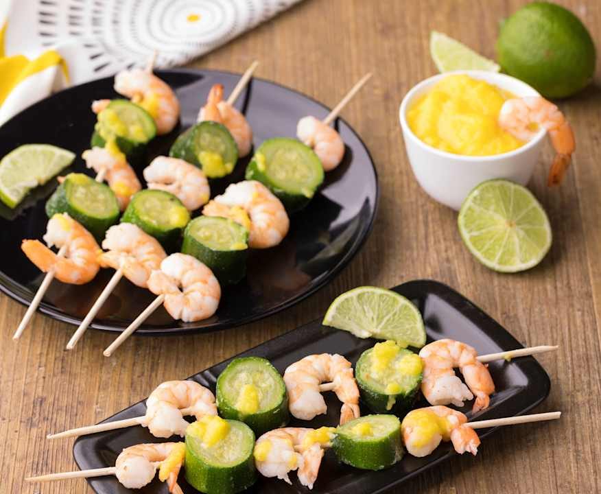 Spiedini di mazzancolle con salsa al mango Low Fat
