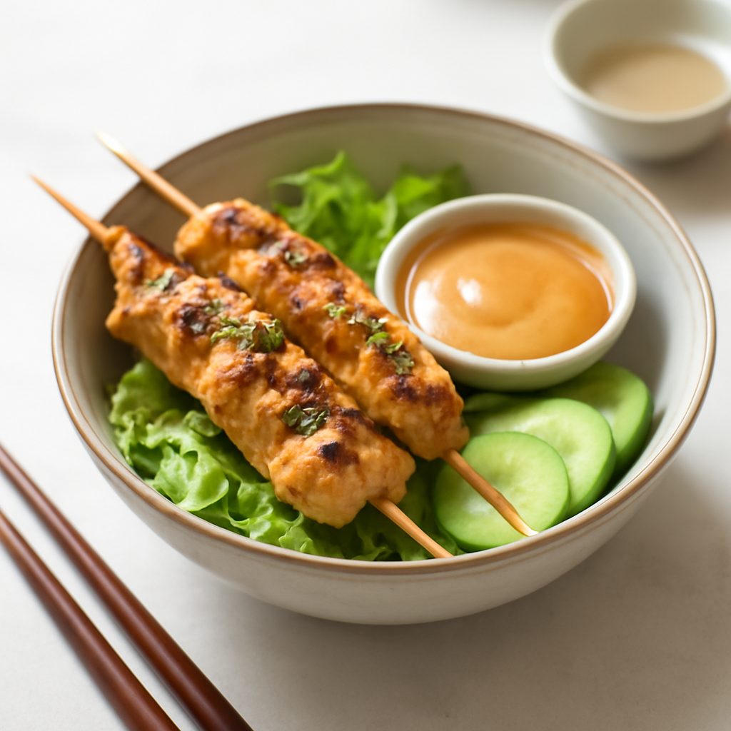 Spiedini di pollo satay light all'indonesiana