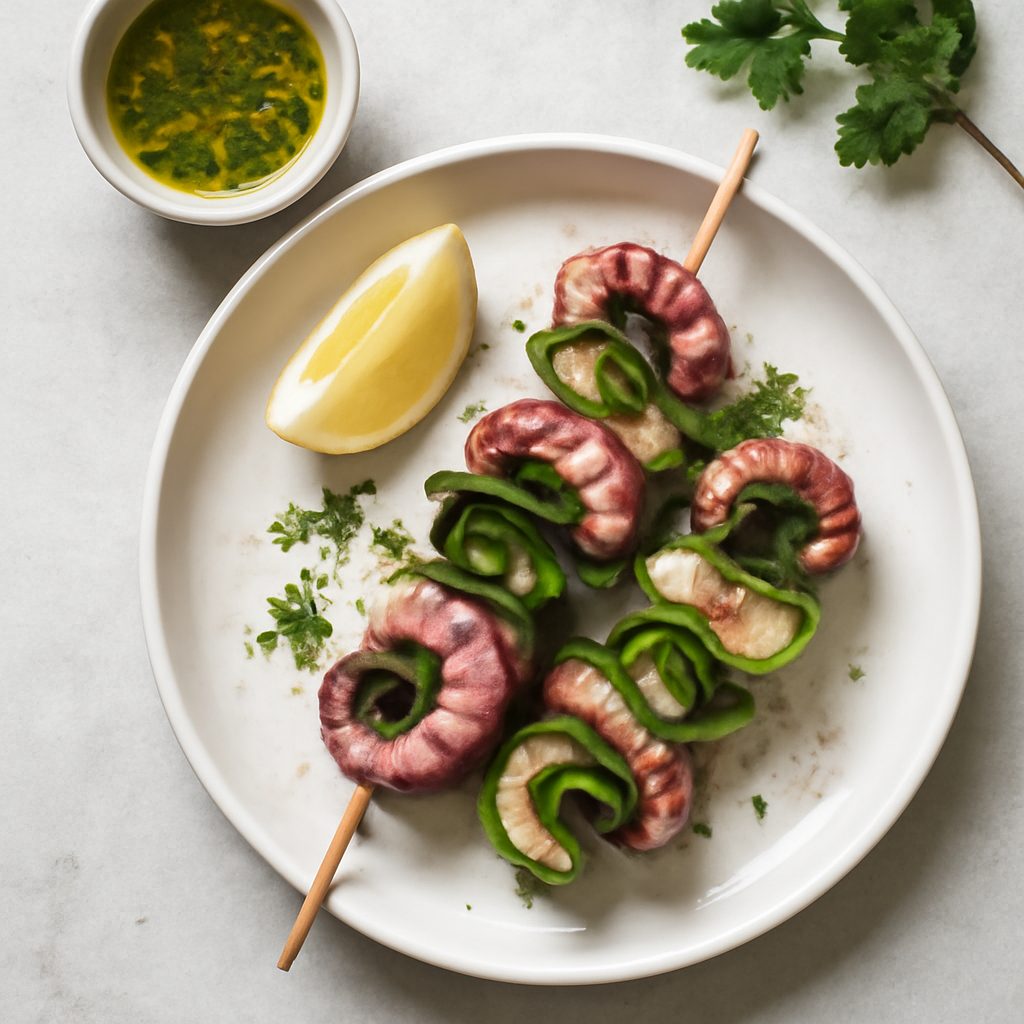 Spiedini di polpo e zucchine proteici low-carb