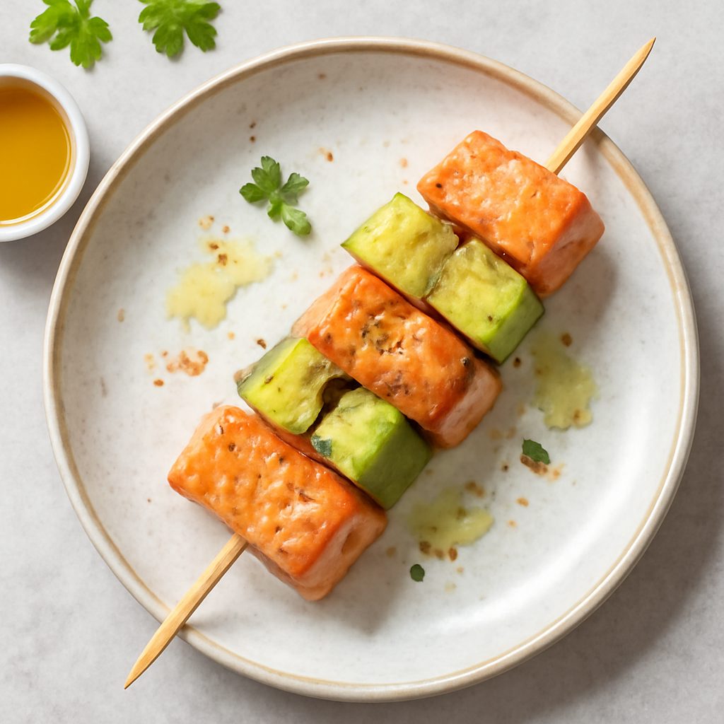 Spiedini di salmone e avocado proteici low-carb