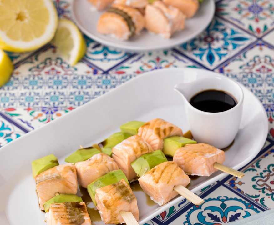 Spiedini di salmone e avocado Protein