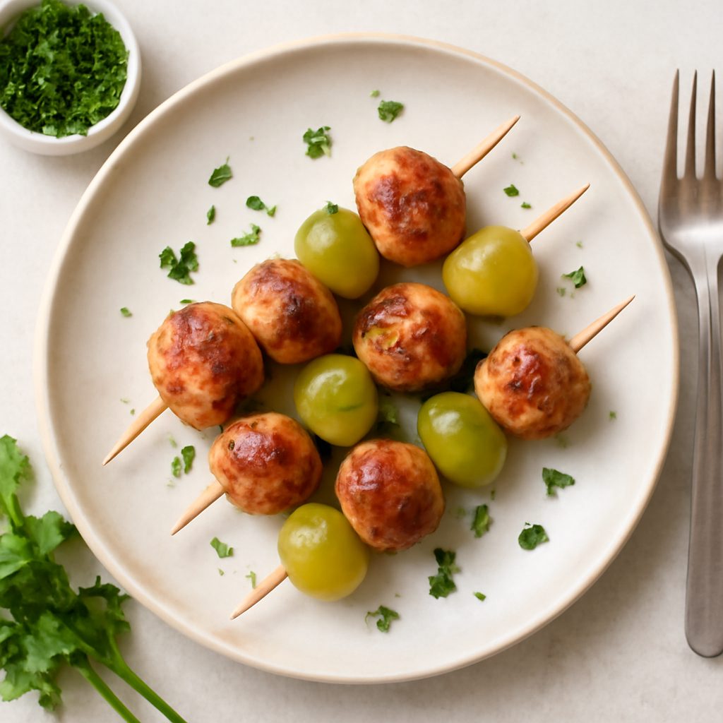 Spiedini di salsiccia e uva proteici low-carb