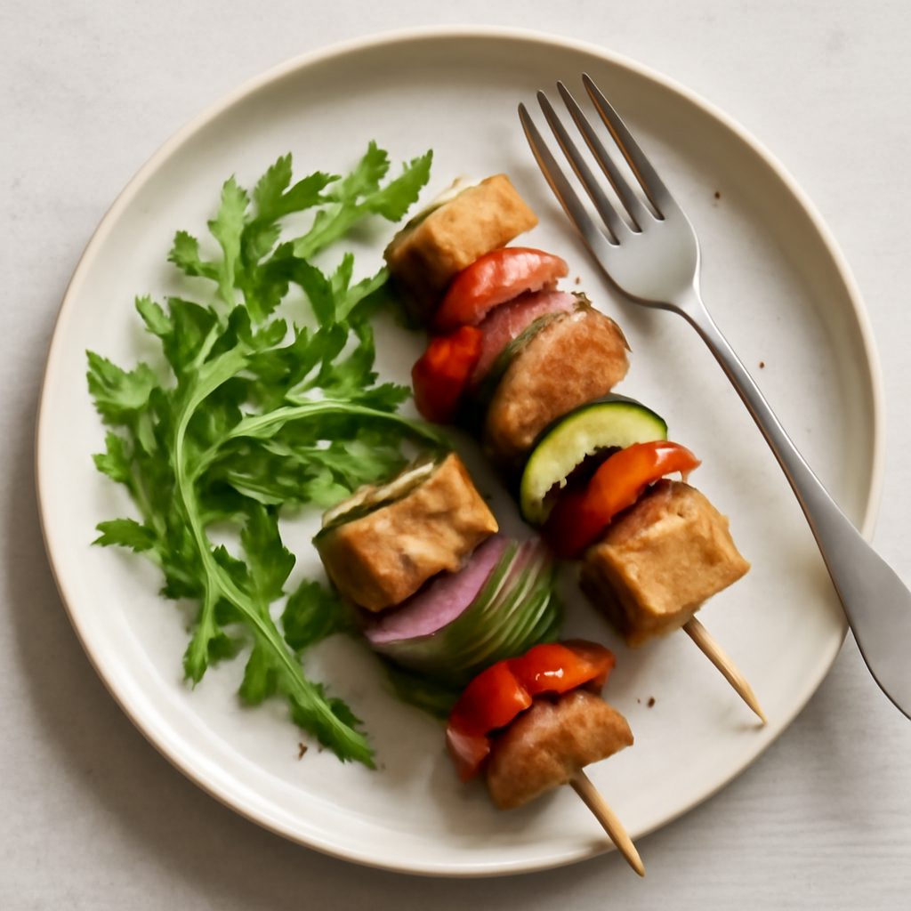 Spiedini di seitan e verdure low-carb proteici