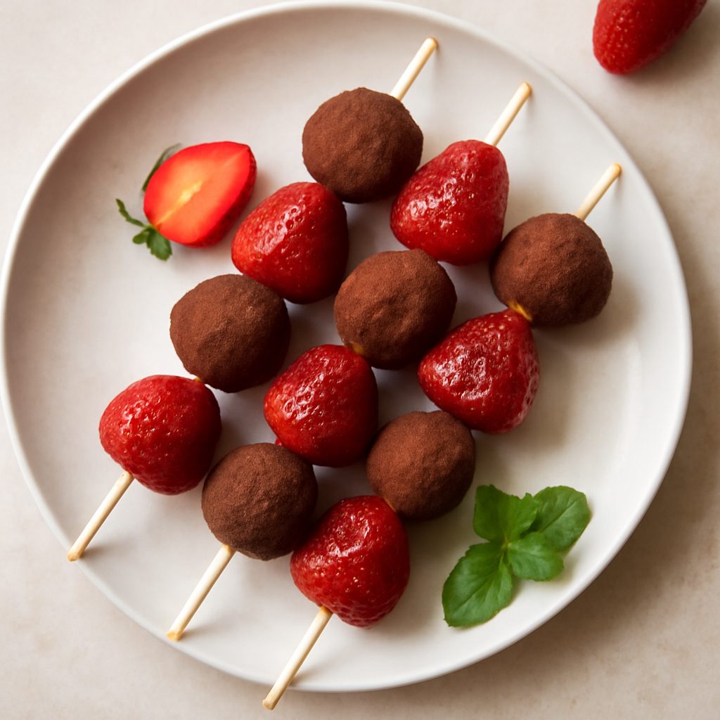 Spiedini di Tartufini di Cacao e Fragole Protein