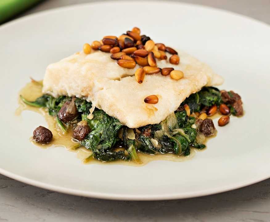 Spigola con uvetta e pinoli Low Fat