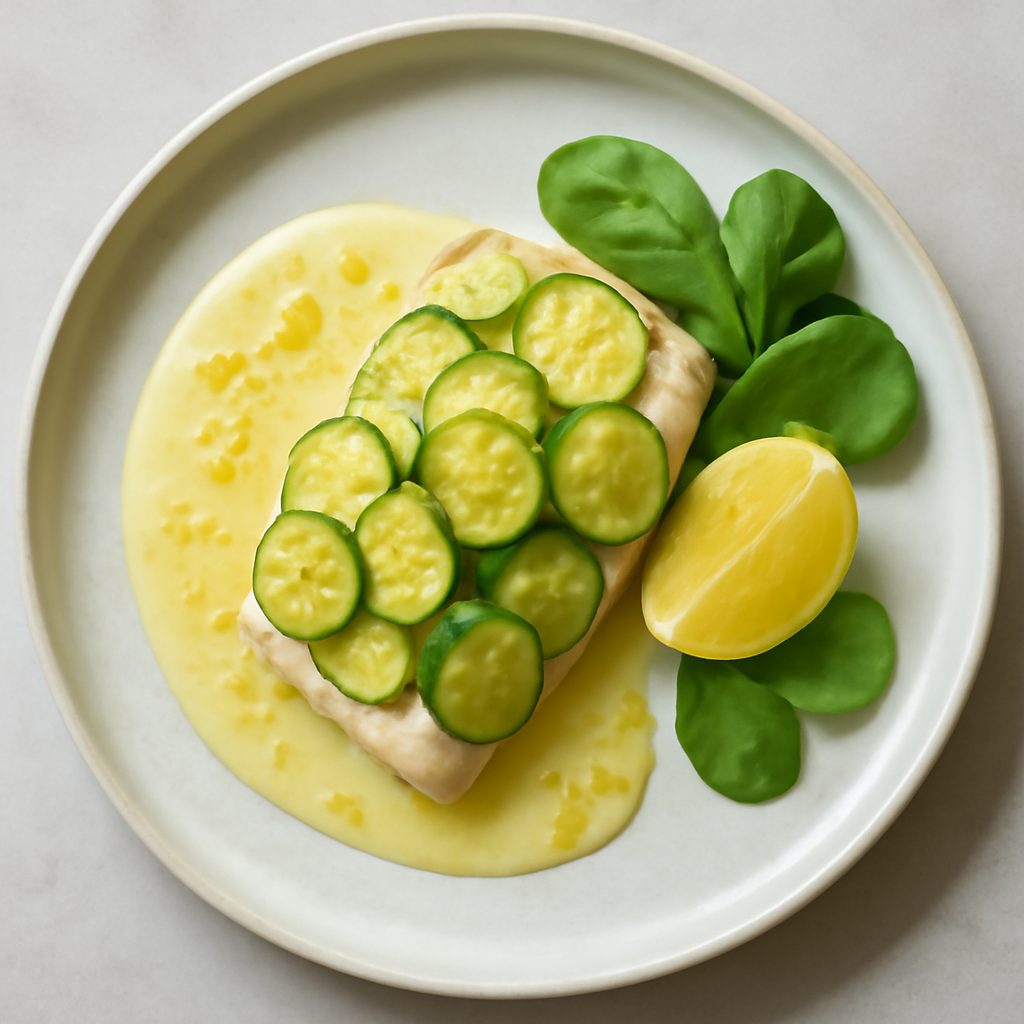 Spigola in crosta di zucchine con salsa al caviale di limone proteica low-carb