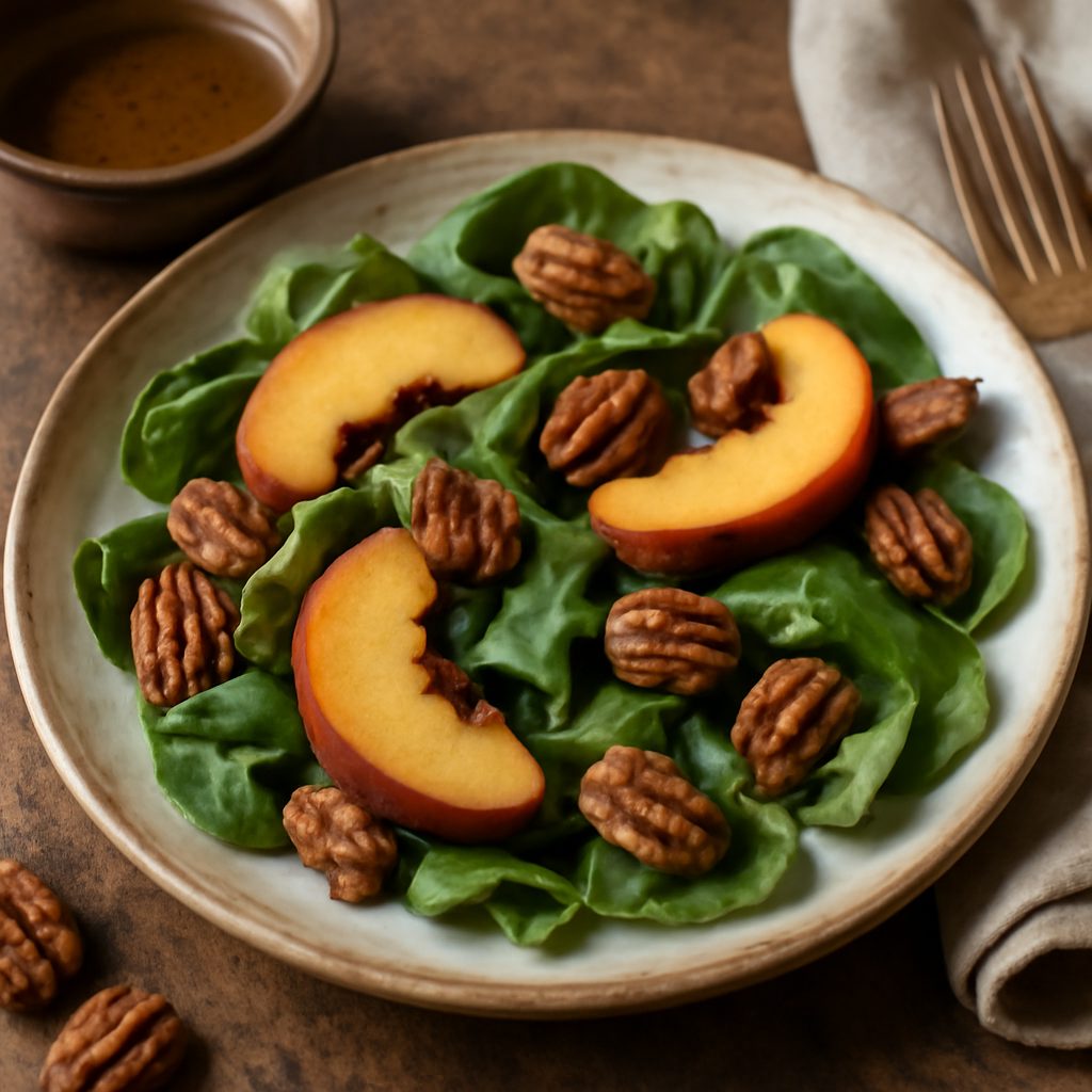 Insalata di Spinaci con Pesche e Noci Pecan