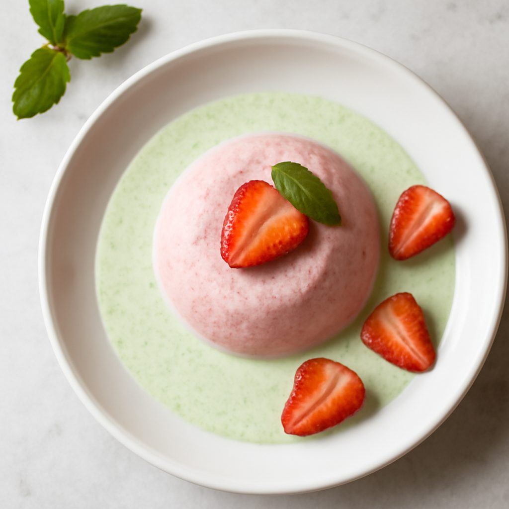 Spuma alle fragole con crema alla menta proteica low-carb