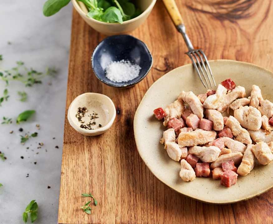 Straccetti di pollo e speck insaporiti Protein