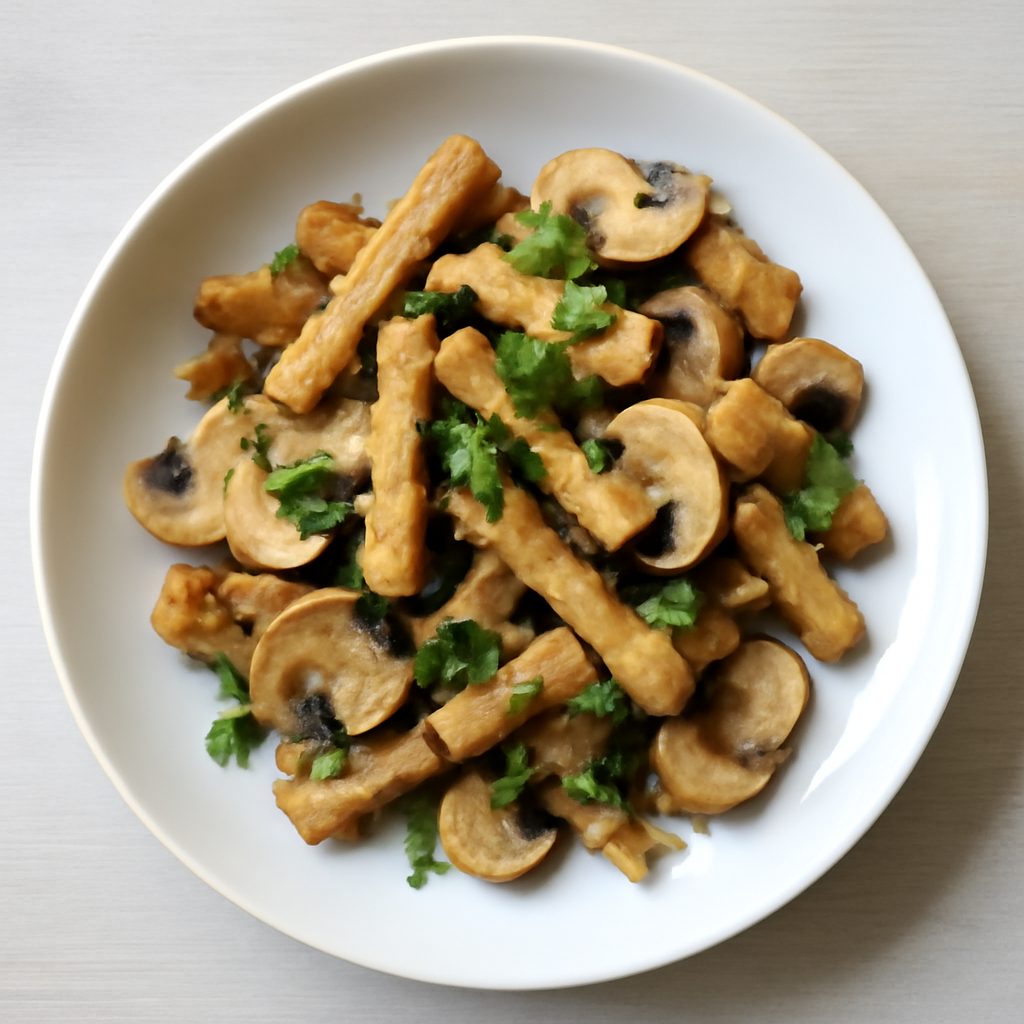 Straccetti di seitan ai funghi proteico low-carb