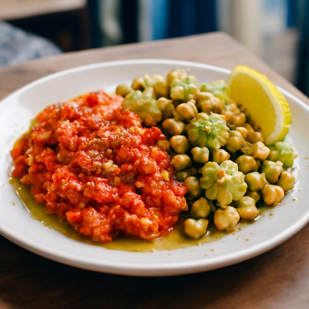 Strapatsada con Insalata di Ceci e Cavolfiore