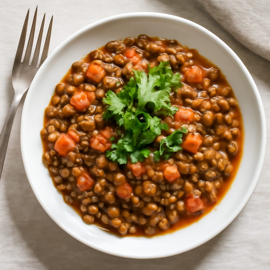 Stufato di lenticchie proteico low-carb