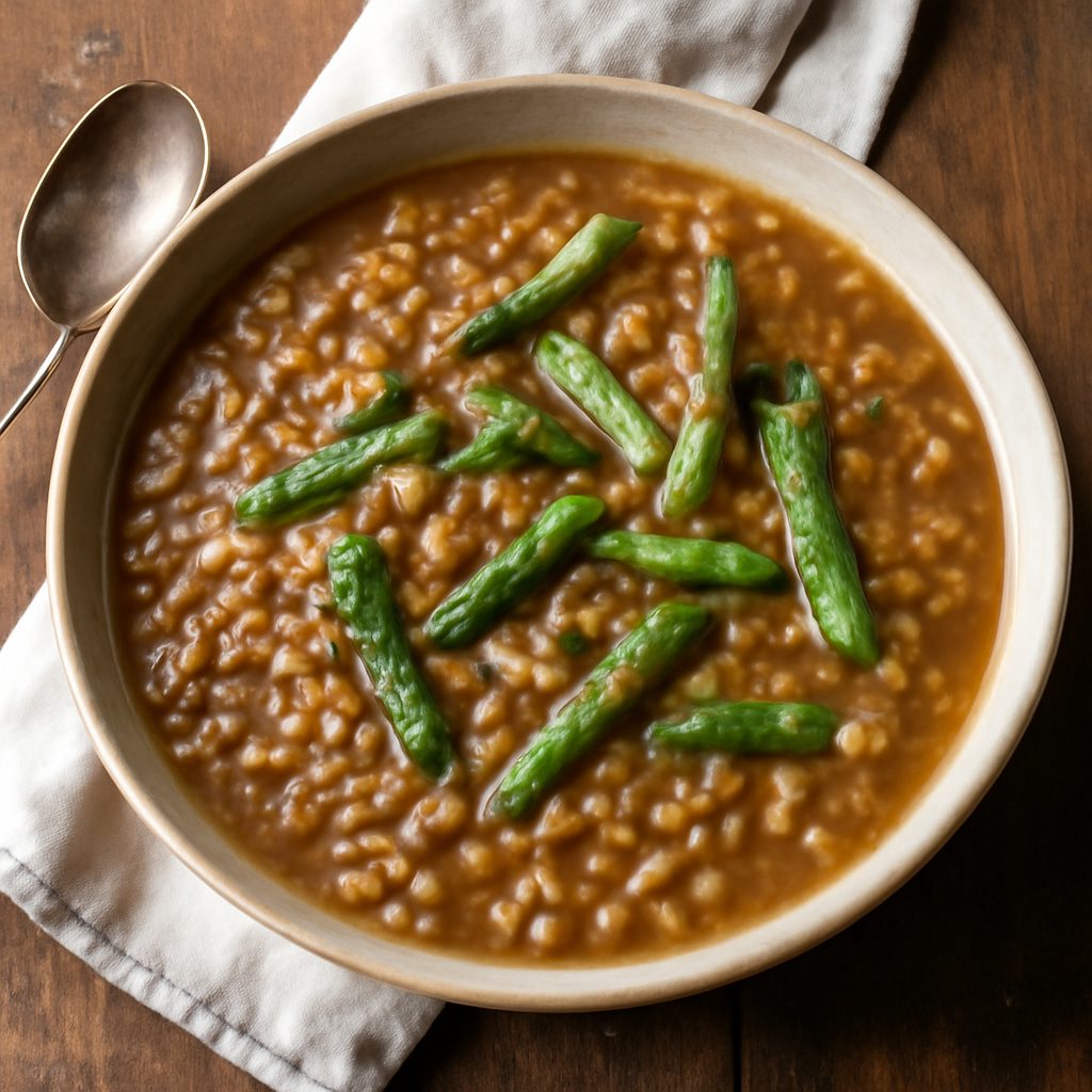Zuppa dolce di lenticchie con punte di asparagi Protein