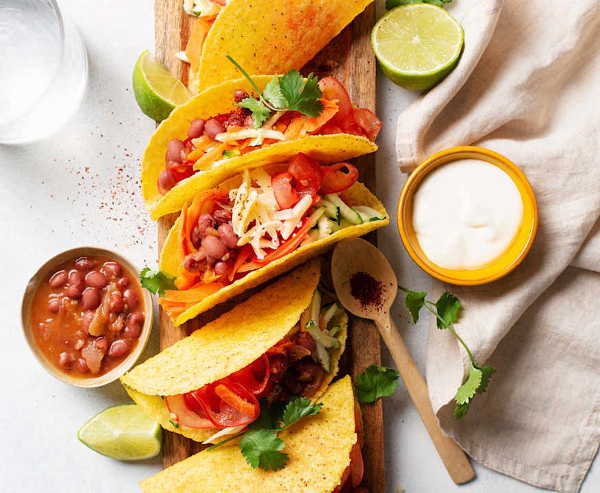 Tacos con verdure e fagioli